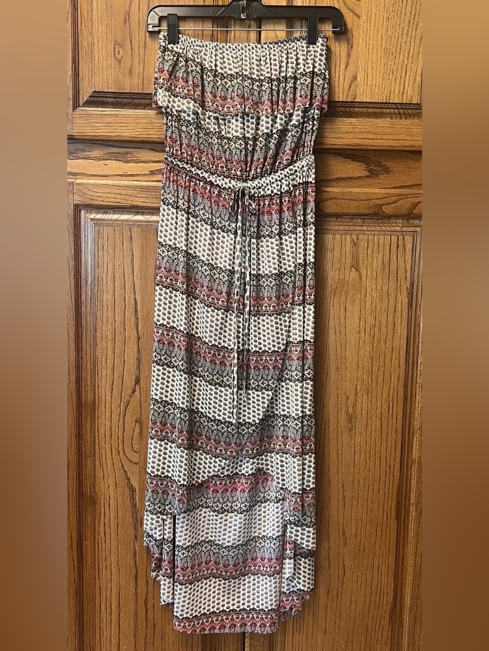 NWT ForCynthia Beachwear Strapless Hi-Low Dress/Coverup S Raw Hem Beach Boho